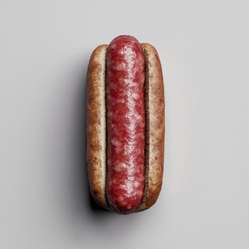 Delicious grilled sausage on a plain background photo