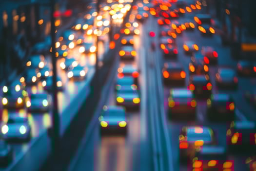 Blurred city traffic at night. photo