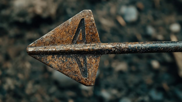 Rusty metal arrow sign pointing direction photo