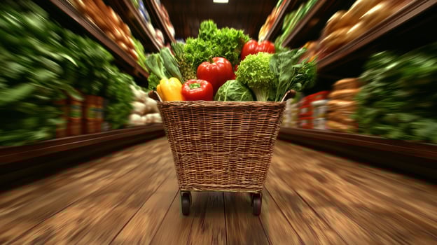 Healthy fresh produce in a shopping cart photo