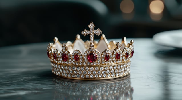 Ornate royal crown with jewels photo