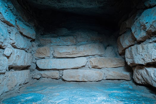 Mysterious underground cave with blue water photo