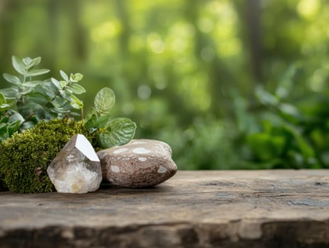 natural zen garden with rocks and plants photo