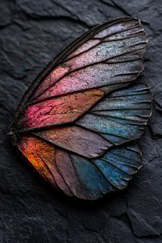 Vibrant butterfly wing close up photo
