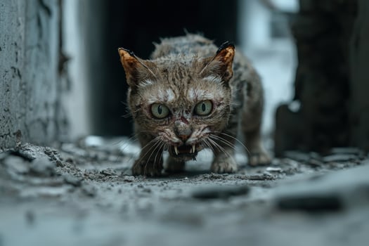 Fierce feline in dark alley photo