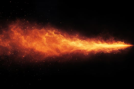 vibrant orange flame with gradient effect, transitioning to dark red, creates dynamic visual on black background, evoking energy and movement photo