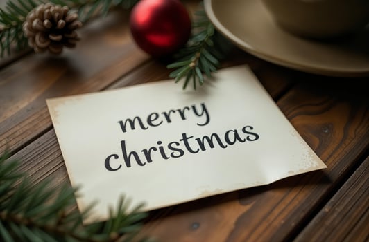 Merry Christmas Greeting Card wooden sightly Background, New Year Greeting photo