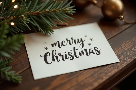 Merry Christmas Greeting sightly Card wooden Background, New Year Greeting photo