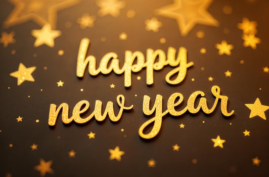 Happy New Year sightly Greeting Card gold Background, Christmas Greeting photo