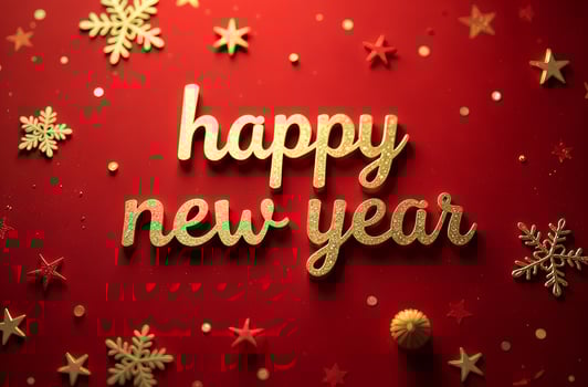 Happy New Year Greeting sightly Card on red Background, Christmas Greeting photo