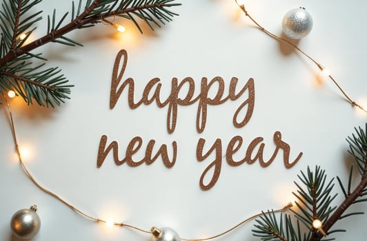 Happy New Year Greeting sightly Card white Background, Christmas Greeting photo