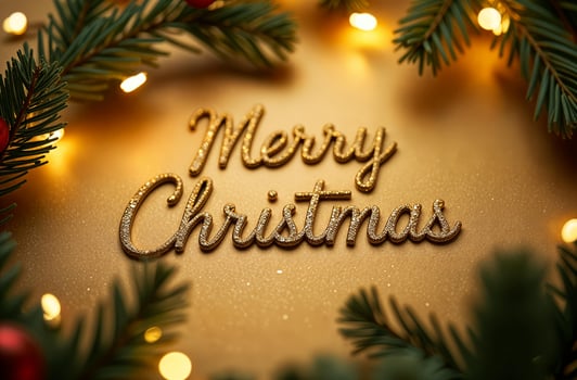 Merry Christmas Greeting Card sightly gold Background, New Year Greeting photo