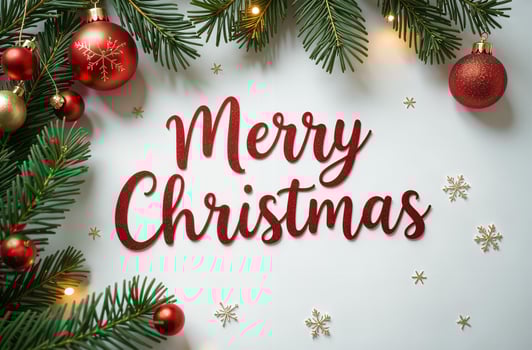 Merry Christmas sightly Greeting Card white Background, New Year Greeting photo
