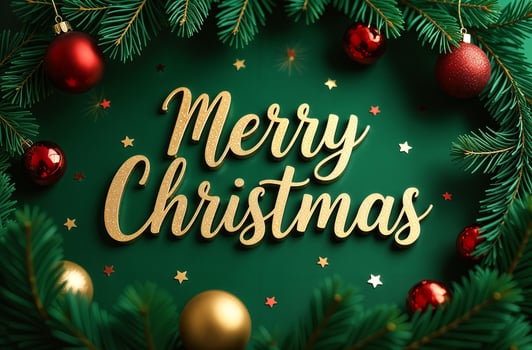 Merry Christmas Greeting Card Green Background sightly, New Year Greeting photo