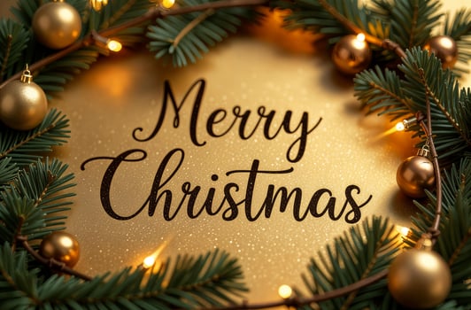 Merry Christmas Greeting sightly Card gold Background, New Year Greeting photo