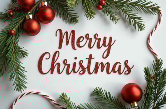 Merry sightly Christmas Greeting Card white Background, New Year Greeting photo