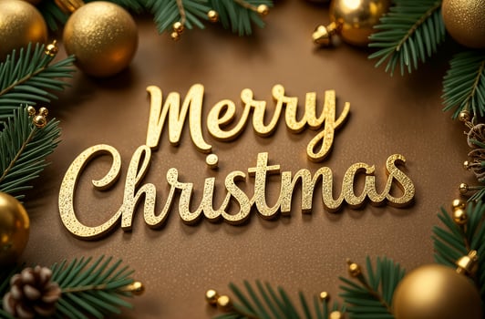 Merry Christmas sightly Greeting Card gold Background, New Year Greeting photo
