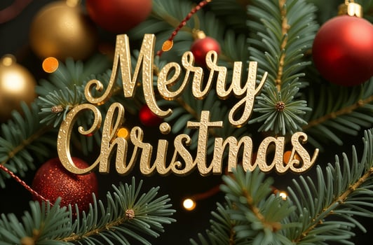 Merry sightly Christmas Greeting Card Green Background, New Year Greeting photo