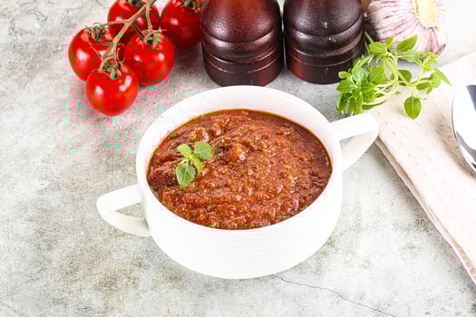 Spanish traditional gazpacho tomato soup photo
