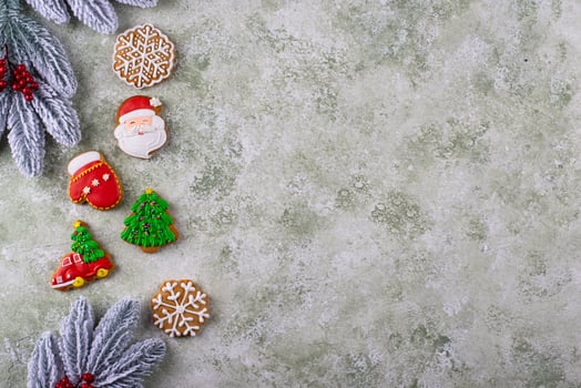Christmas homemade gingerbread cookies with icing photo
