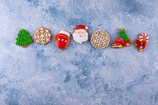 Christmas homemade gingerbread cookies with icing photo