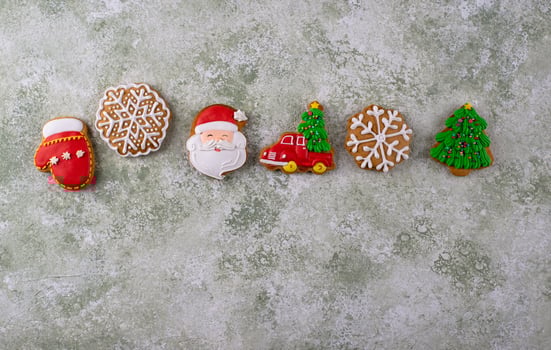 Christmas homemade gingerbread cookies with icing photo