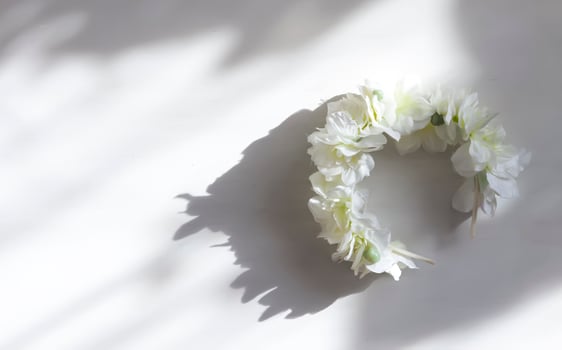 Wreath made of artificial flowers. Hair decor. photo