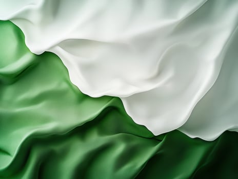 Flowing green and white fabric photo