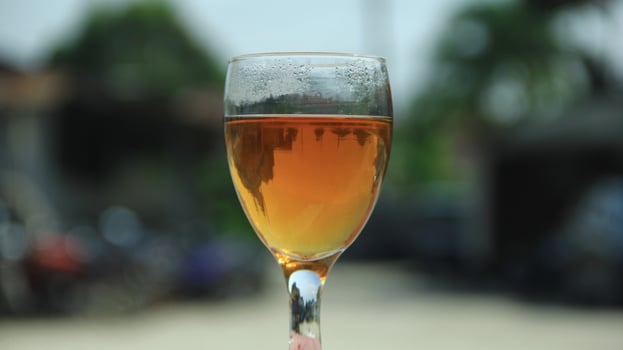 tea glass on natural background photo