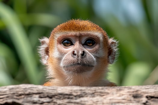 close up portrait of a curious monkey photo