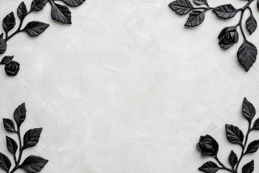 Black floral frame on white background photo