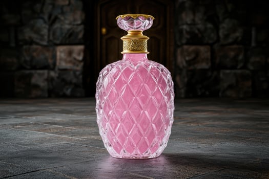 Ornate pink glass perfume bottle photo