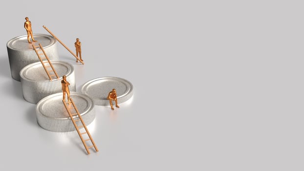 The coins and stair for Business concept 3d rendering. photo