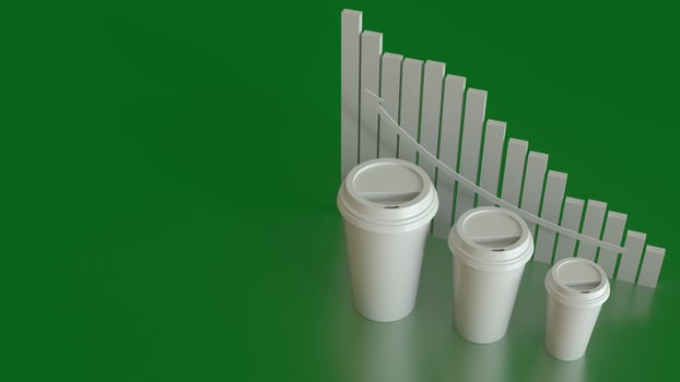 The Coffee cup and chart for food and Health concept 3d rendering. photo