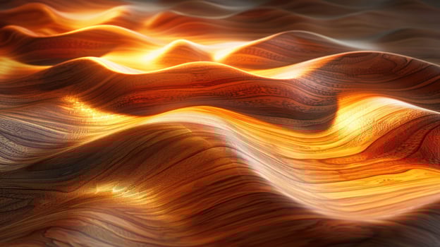 Abstract wooden surface with wavy texture and warm light. photo