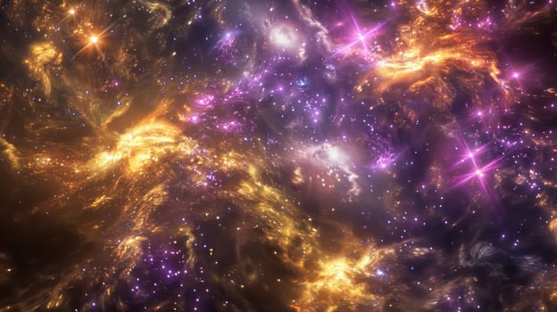 A swirling nebula with vibrant colors and stars in the cosmic sky. photo