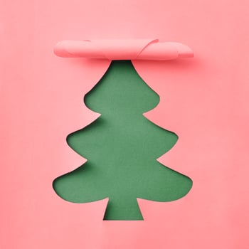 Decorative handmade Christmas card or poster with tree photo