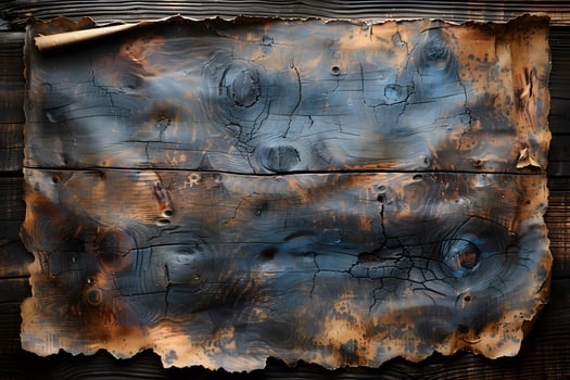 Vintage Burnt Parchment on Rustic Wooden Background for Artistic Design photo