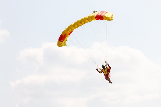 Skydiver freedom concept vintage color photo