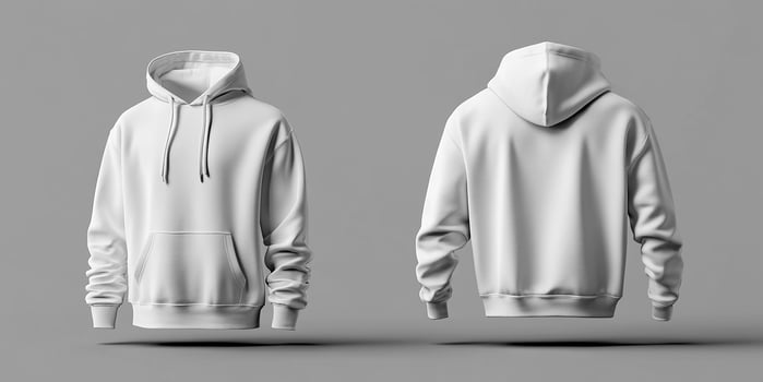Two white hoodies mockup on a gray background photo