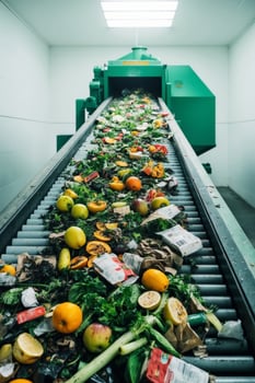 A conveyor belt with a lot of food on it photo