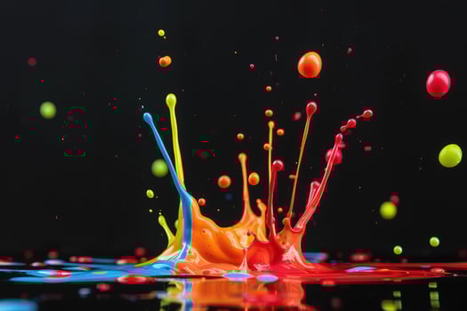 Colorful paint splash on black background photo