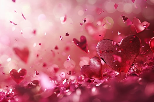 Romantic pink hearts background photo