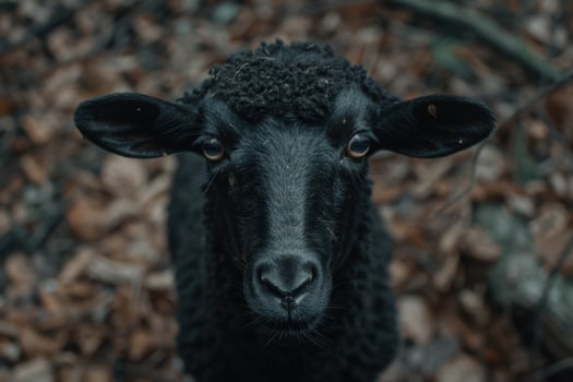 close up portrait of a black sheep photo