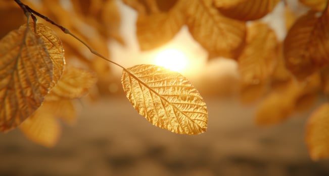 Warm autumn leaves in sunlight photo