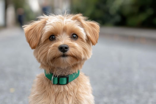 Adorable fluffy dog with big eyes photo