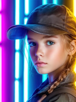 portrait of young woman with braids and baseball cap photo