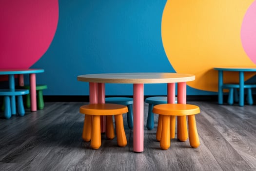 Colorful childrens furniture in playroom photo