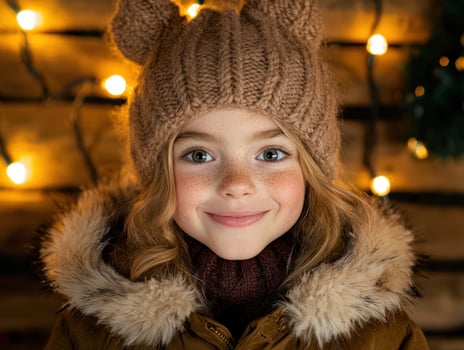 Smiling young girl in winter clothing photo