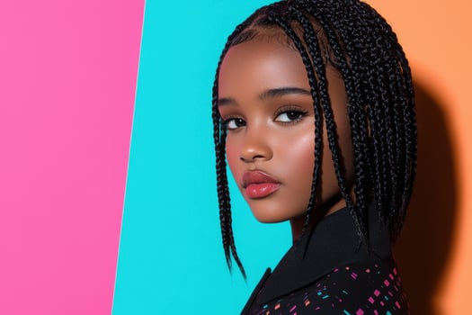 portrait of a young woman with braided hair photo